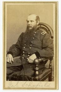 General John Schofield, commander of Union forces at Franklin and a former classmate of General Hood.